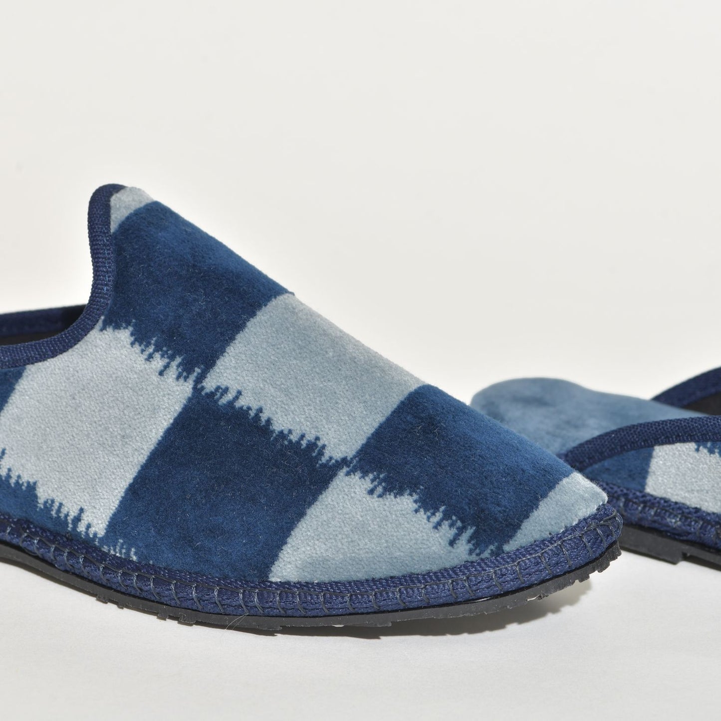 Friulane Sabot - Velours gros carreaux marine - Jean