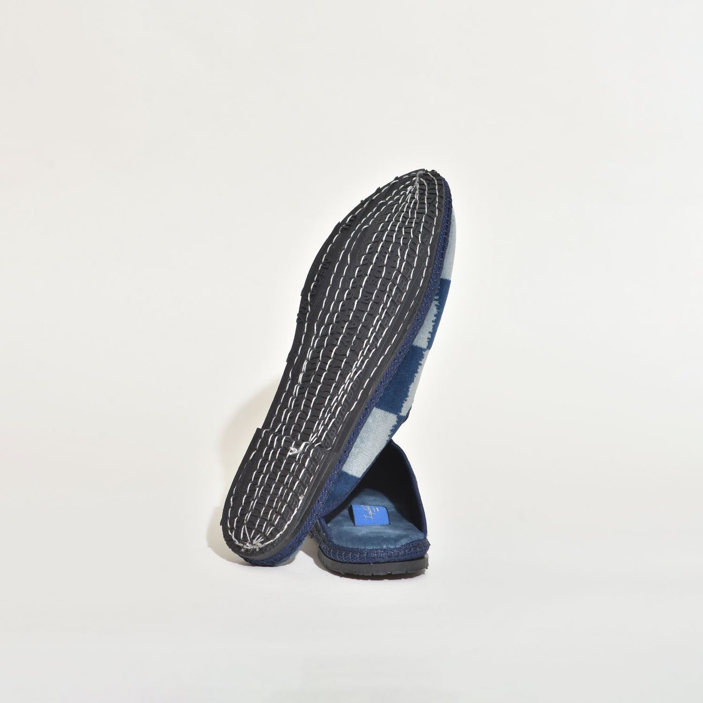 Friulane Sabot - Velours gros carreaux marine - Jean