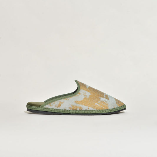Friulane - Sabot - Tissu RUBELLI - Vert I  Motif Ocre jaune - Pour Elle & Pour Lui