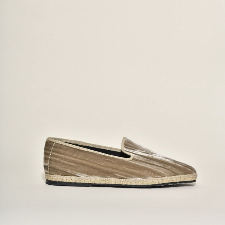 Friulane Velours Froissé taupe I bout carré - Elle & Lui