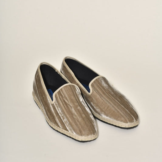 Friulane Velours Froissé taupe I bout carré - Elle & Lui