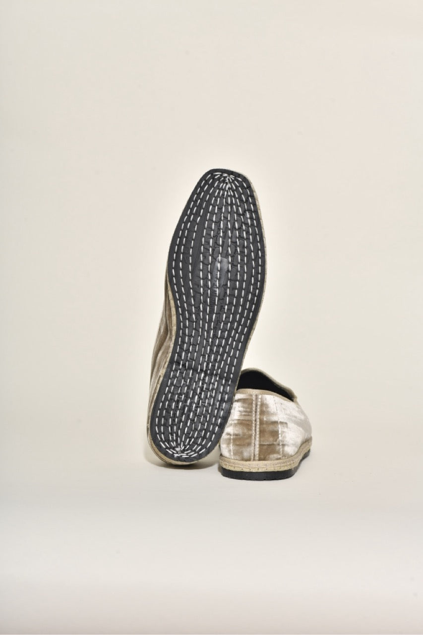 Friulane Velours Froissé taupe I bout carré - Elle & Lui