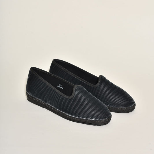 Friulane Velours Rayures "serpentine" I Gris anthracite - Pour Elle & Lui