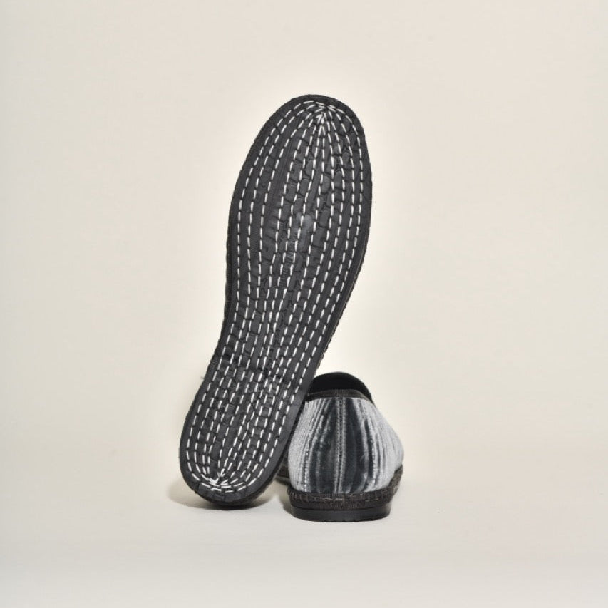 Friulane Velours Rayures "serpentine" I Gris anthracite - Elle & Lui