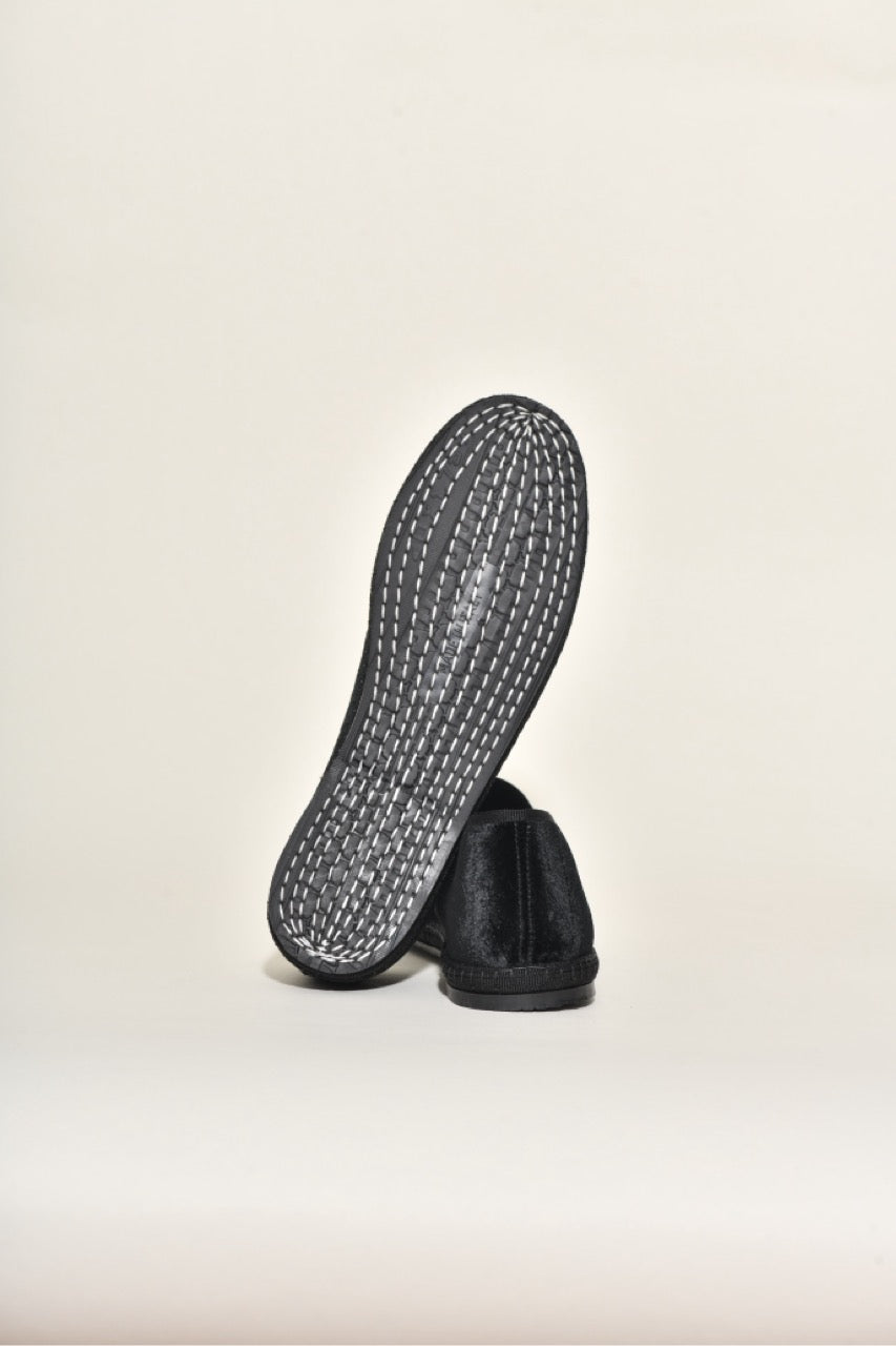 Friulane - Velours motif cashmere Noir I ganse Noir - Elle & Lui