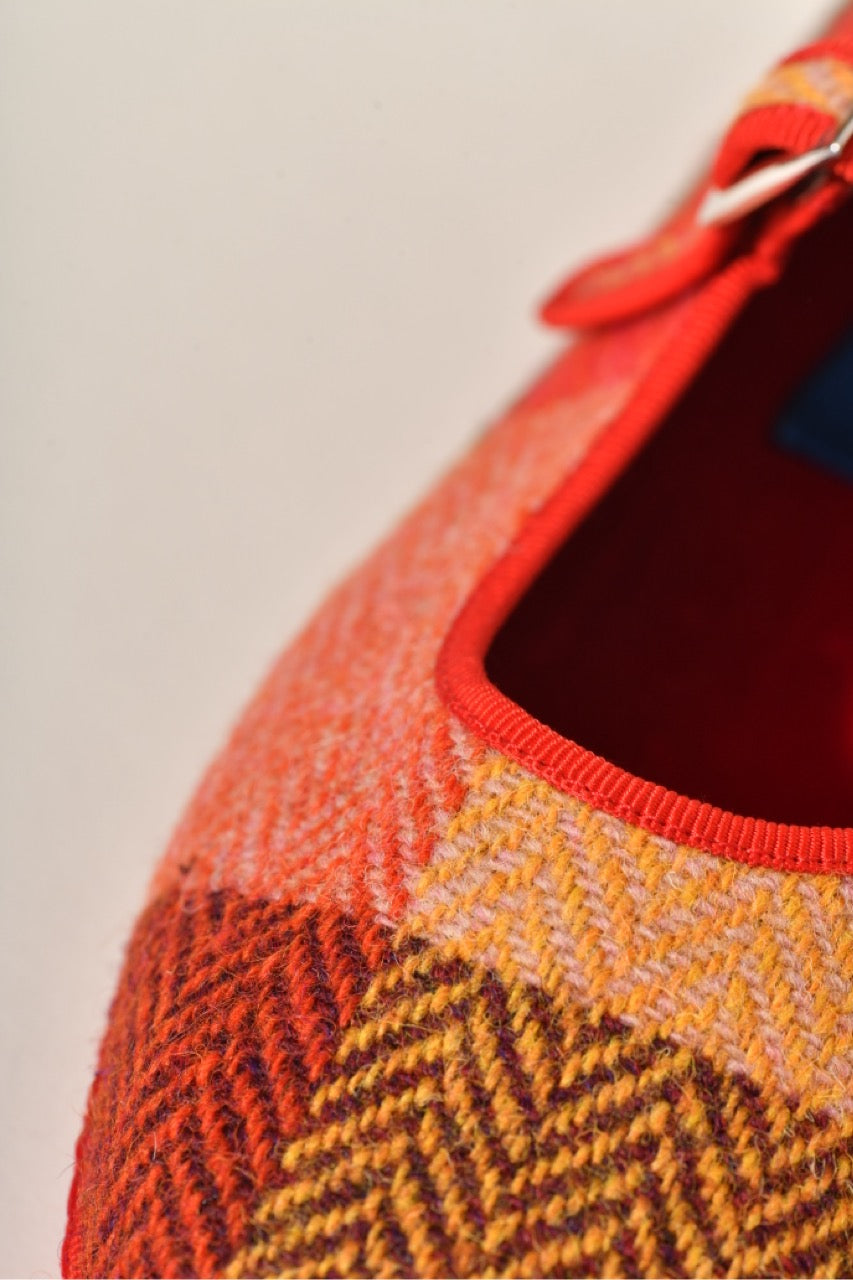 Furlane Mary Jane - Tissu à carreaux Harris tweed I Ganse rouge