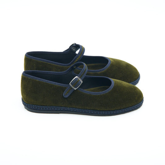 Mary Jane - Loden Green | Navy braid 