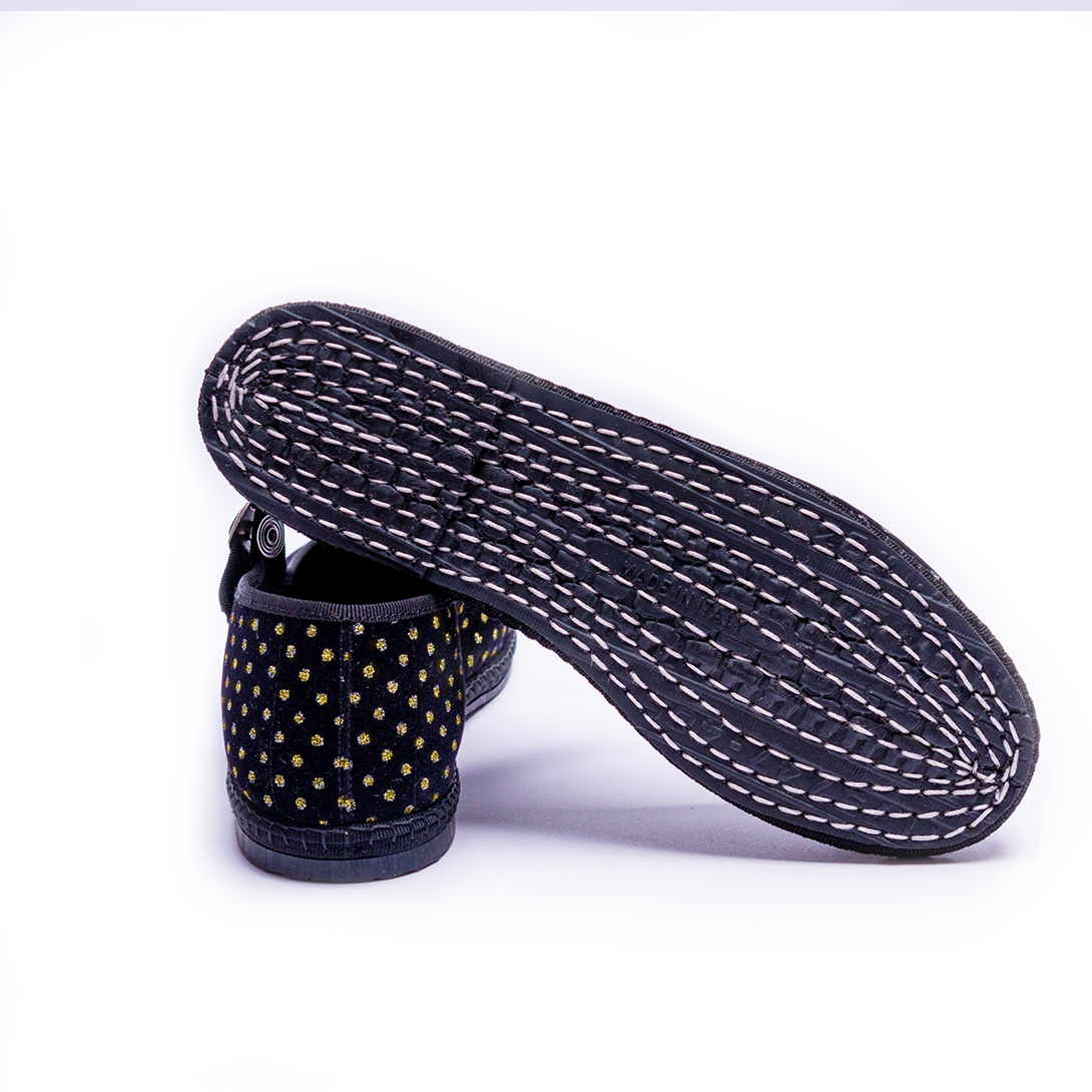 Mary Jane - Black I Gold Diamantino Pattern 