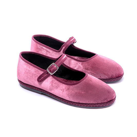 Mary Jane - Pink Silky Velvet | Pink Trim 