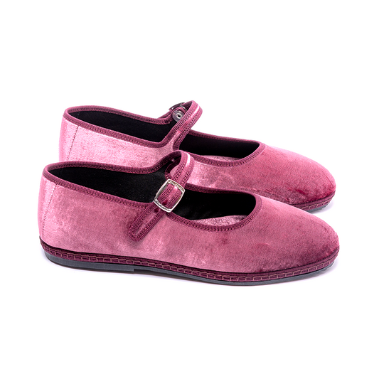 Mary Jane - Pink Silky Velvet | Pink Trim 