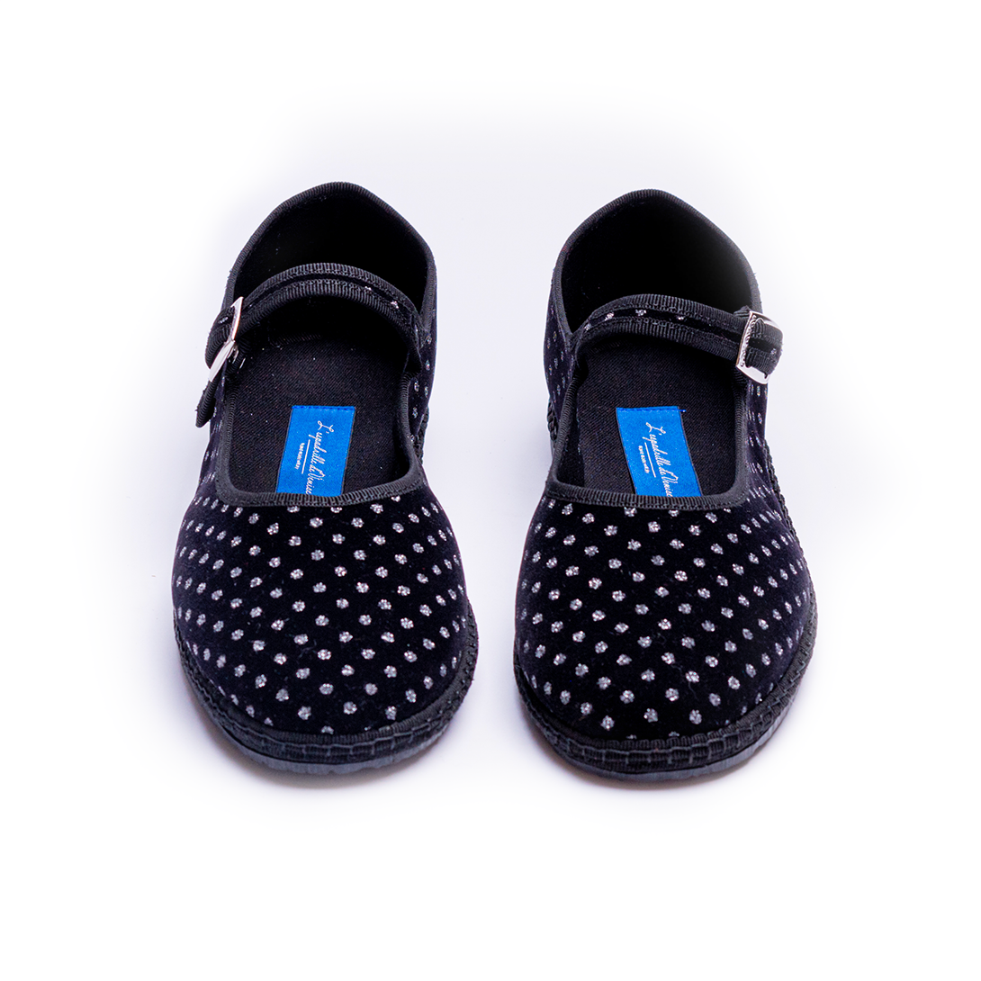 Mary Jane - Black I Silver Diamantino Pattern 
