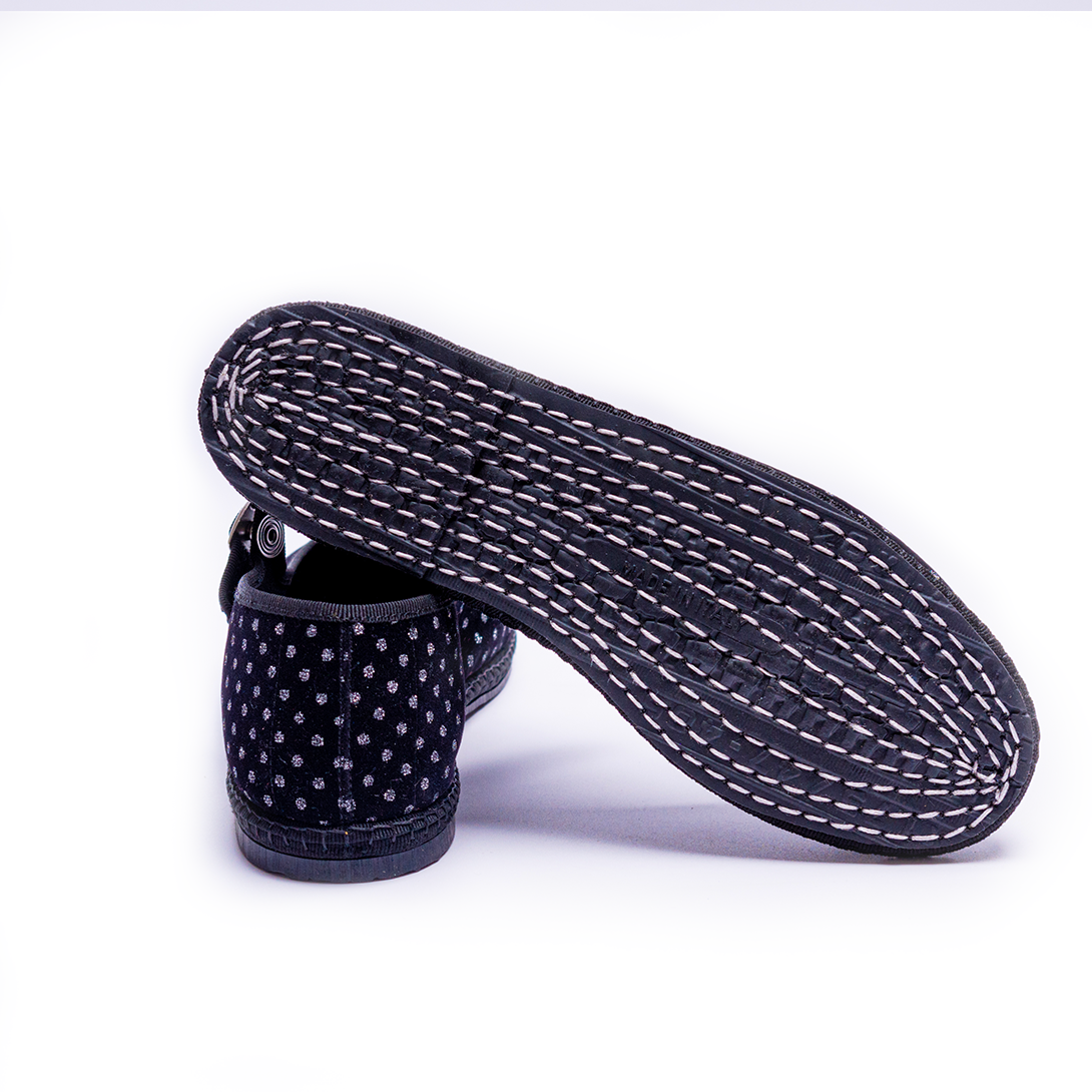 Mary Jane - Black I Silver Diamantino Pattern 