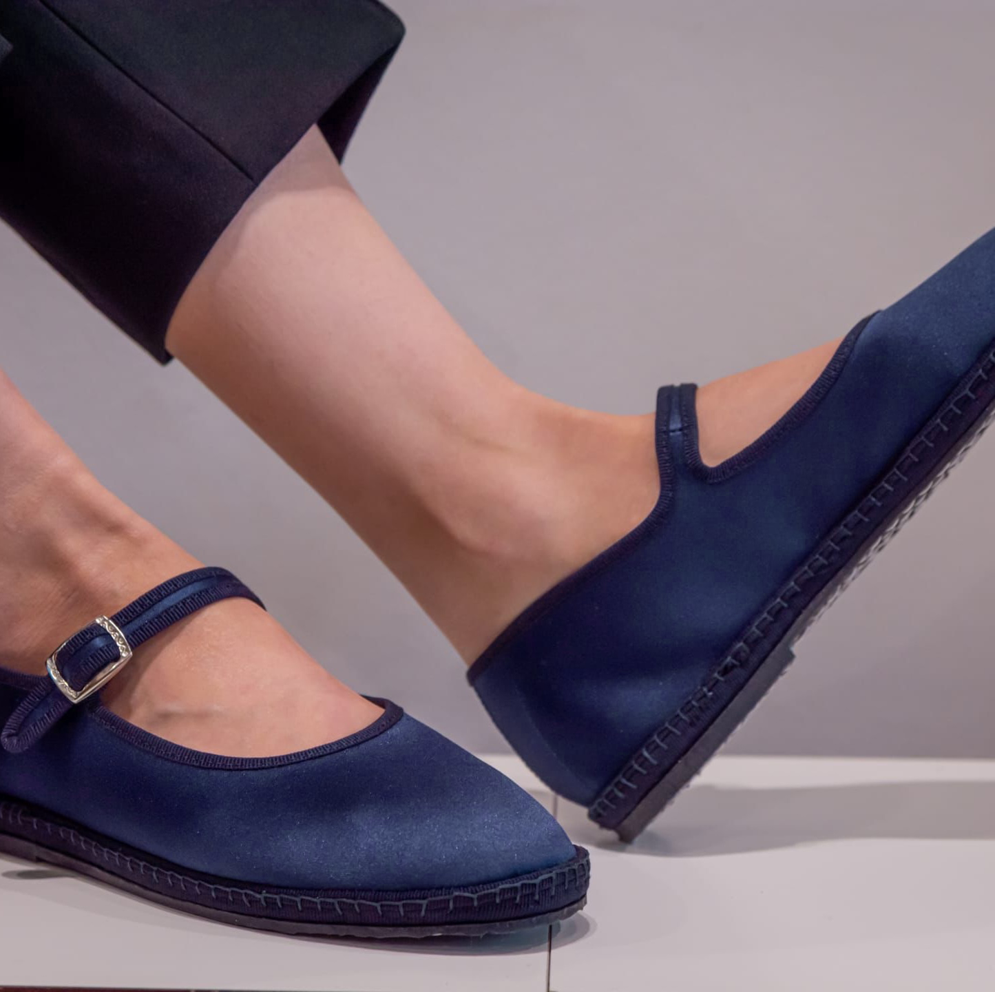 Friulane Mary Jane - Bleu Smoking | Satin