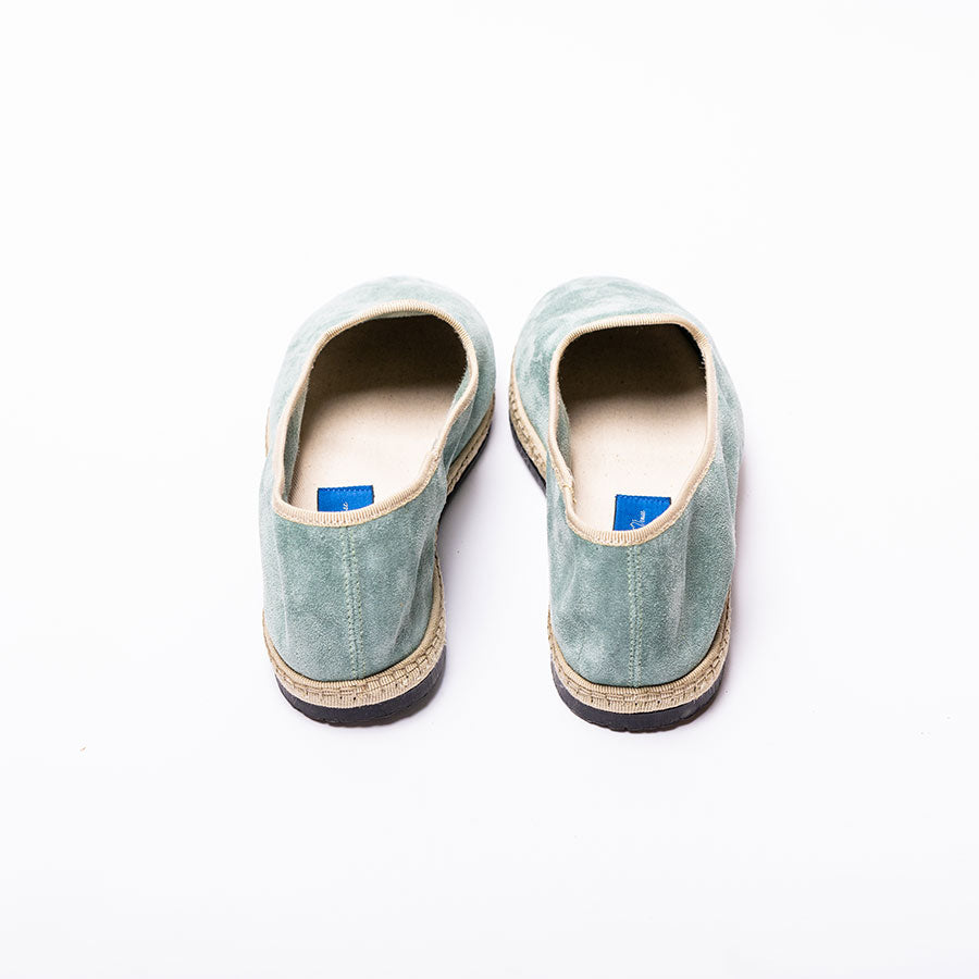 Friulane Classique- Daim - Bleu Céladon | Ganse Blanc crème - Non doublée