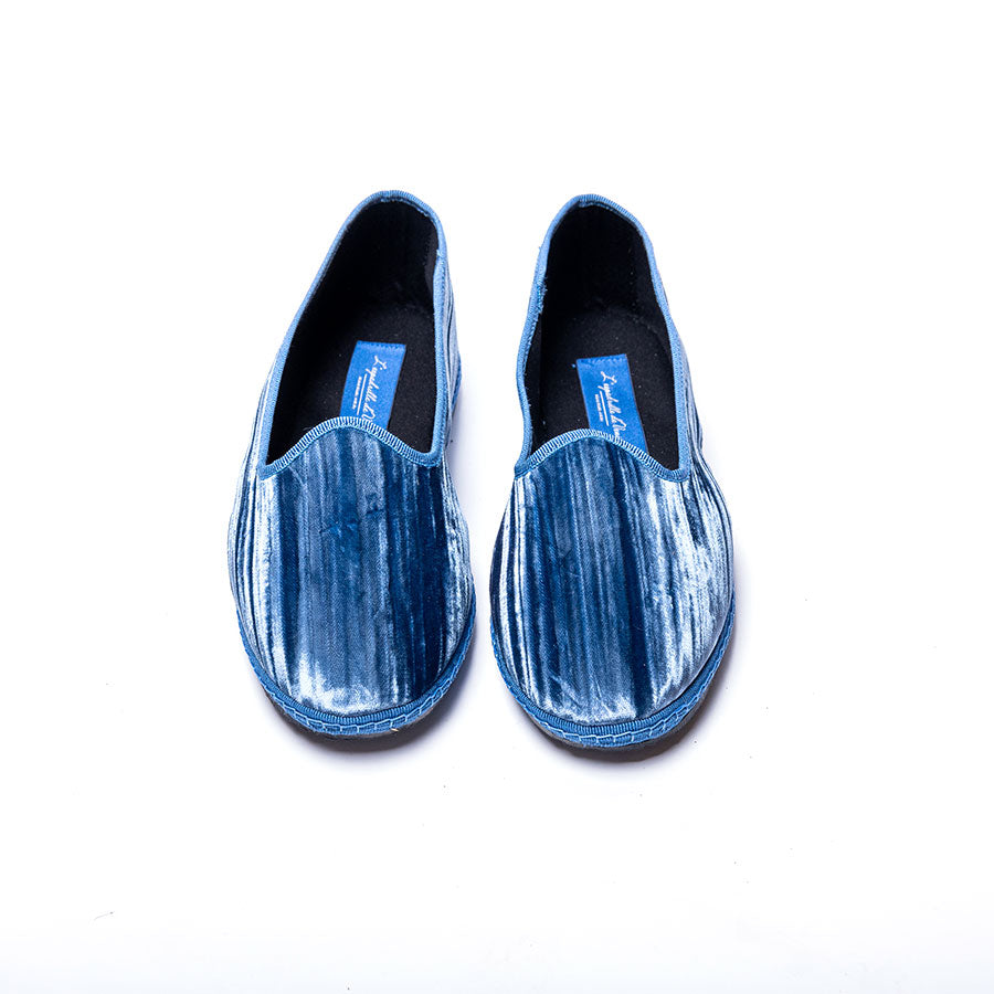 Friulane Classique - Velours froissé Bleu Jean I Ganse ton sur ton - Elle & Lui