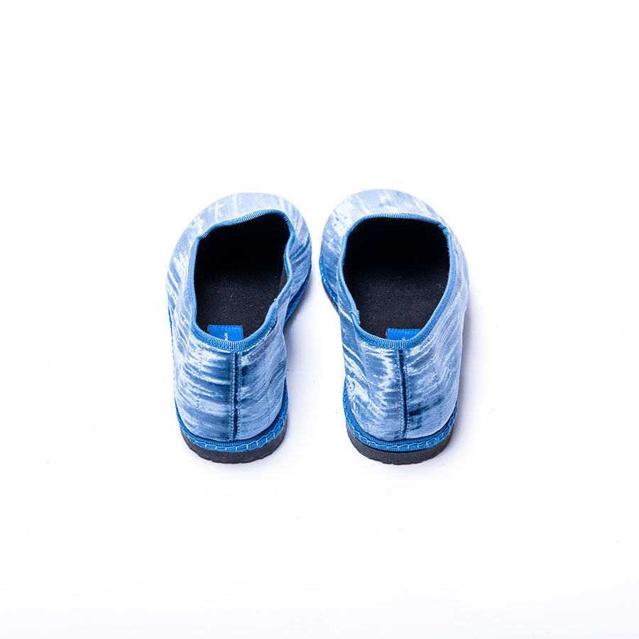 Friulane Classique - Velours froissé Bleu Jean I Ganse ton sur ton - Elle & Lui