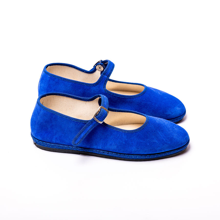 Furlane Mary Jane - Daim - Bleu Royal | Ganse bleu - Ton sur ton