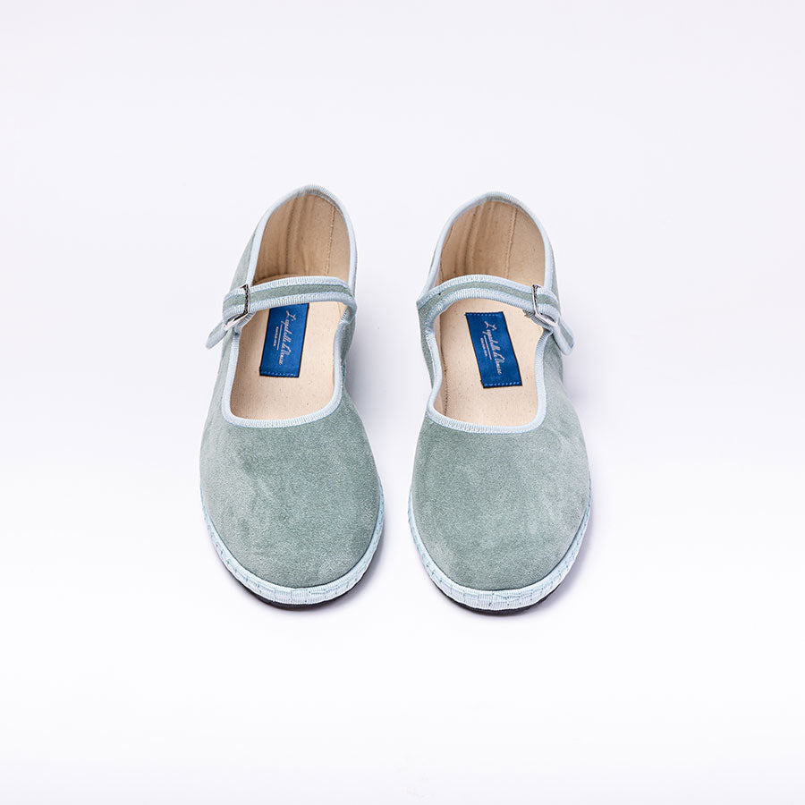 Mary Jane - Daim -  Bleu Celadon | Ganse Ivoire