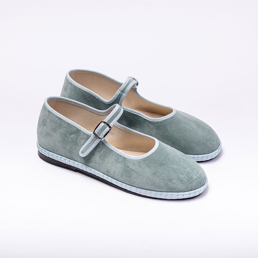 Mary Jane - Daim -  Bleu Celadon | Ganse Ivoire