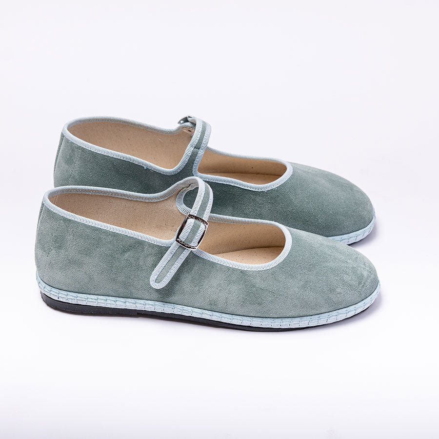 Mary Jane - Daim -  Bleu Celadon | Ganse Ivoire