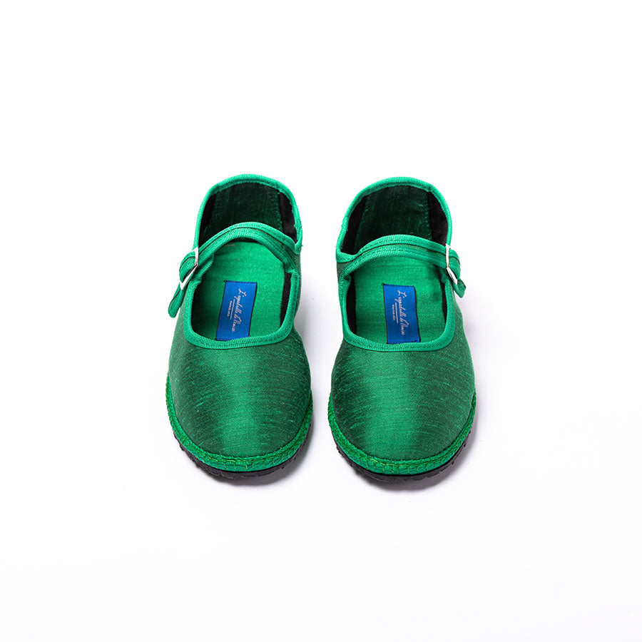 Furlane Mary Jane - Soie sauvage Vert I Ganse ton sur ton