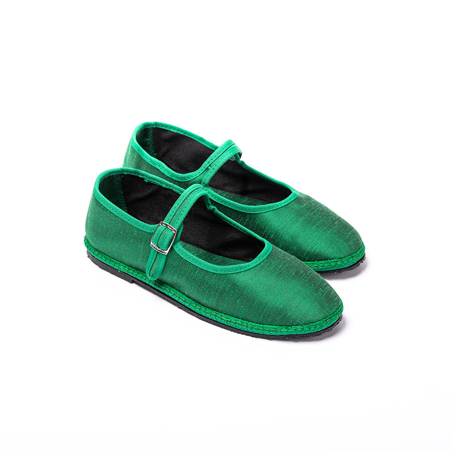 Furlane Mary Jane - Soie sauvage Vert I Ganse ton sur ton
