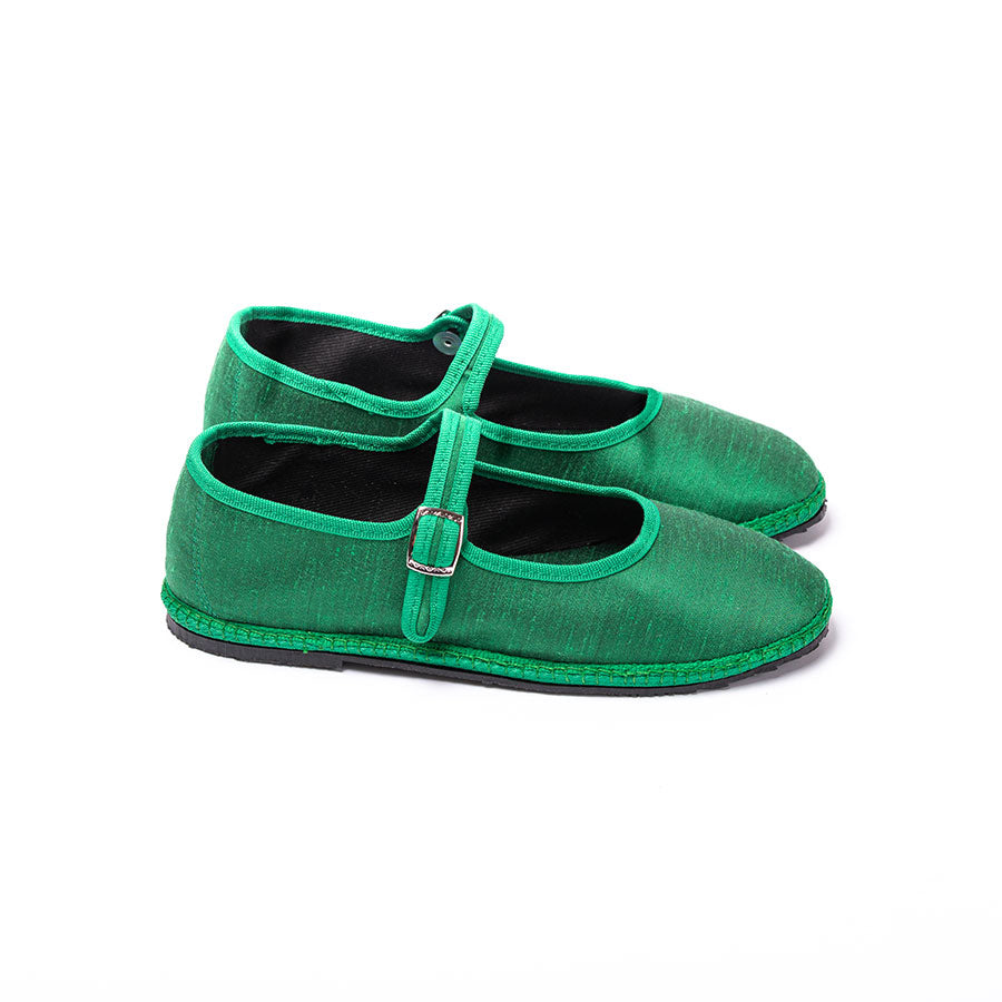 Furlane Mary Jane - Soie sauvage Vert I Ganse ton sur ton