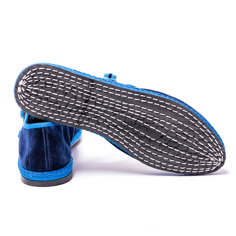 Friulane Mary Jane - Velours Bleu | Ganse bleuette - Double boucle