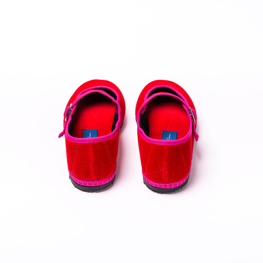 Furlane Mary Jane - Velours Rouge I Ganse fuxia