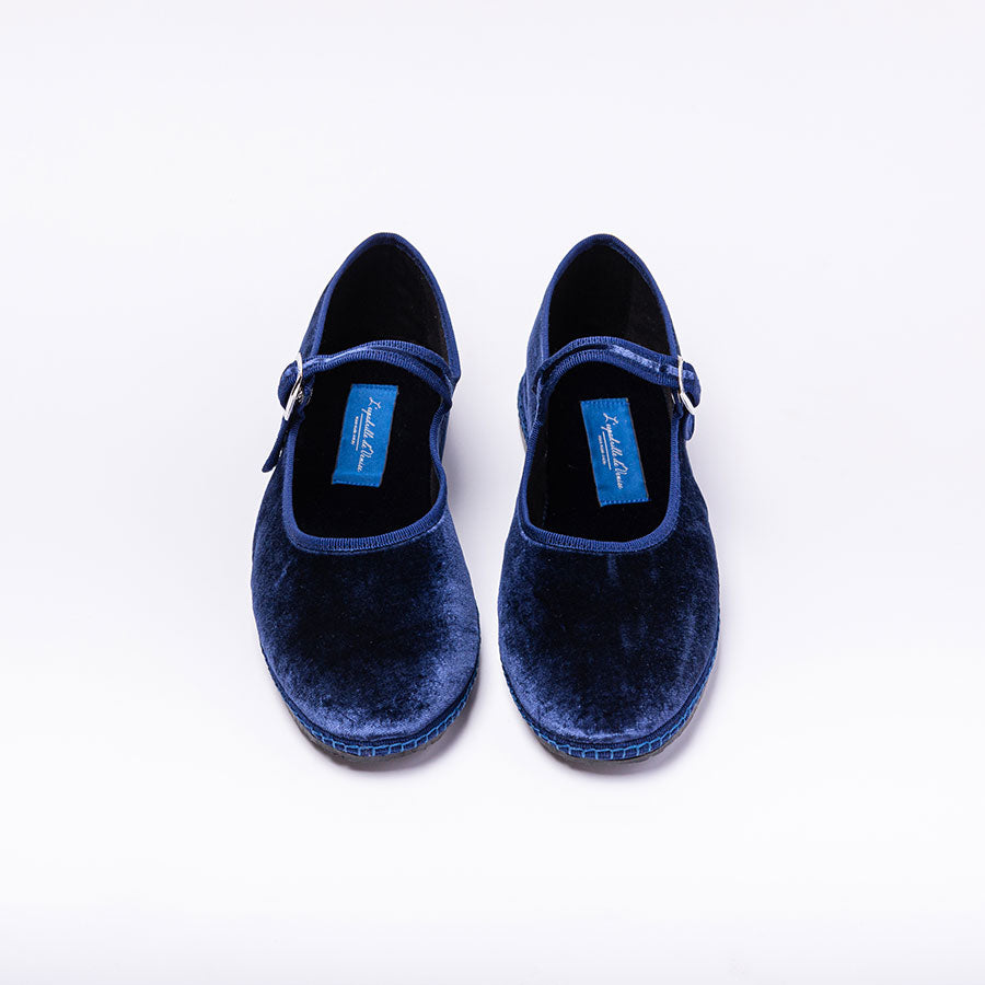 Mary Jane - Velours Soie Marine | Ganse Marine