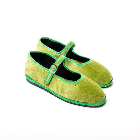 Friulane Mary Jane - Velours vert Menthe I Ganse Vert