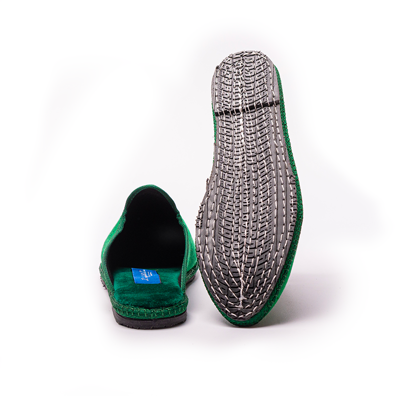 Friulane Sabot - Shantung Vert - Soie Sauvage