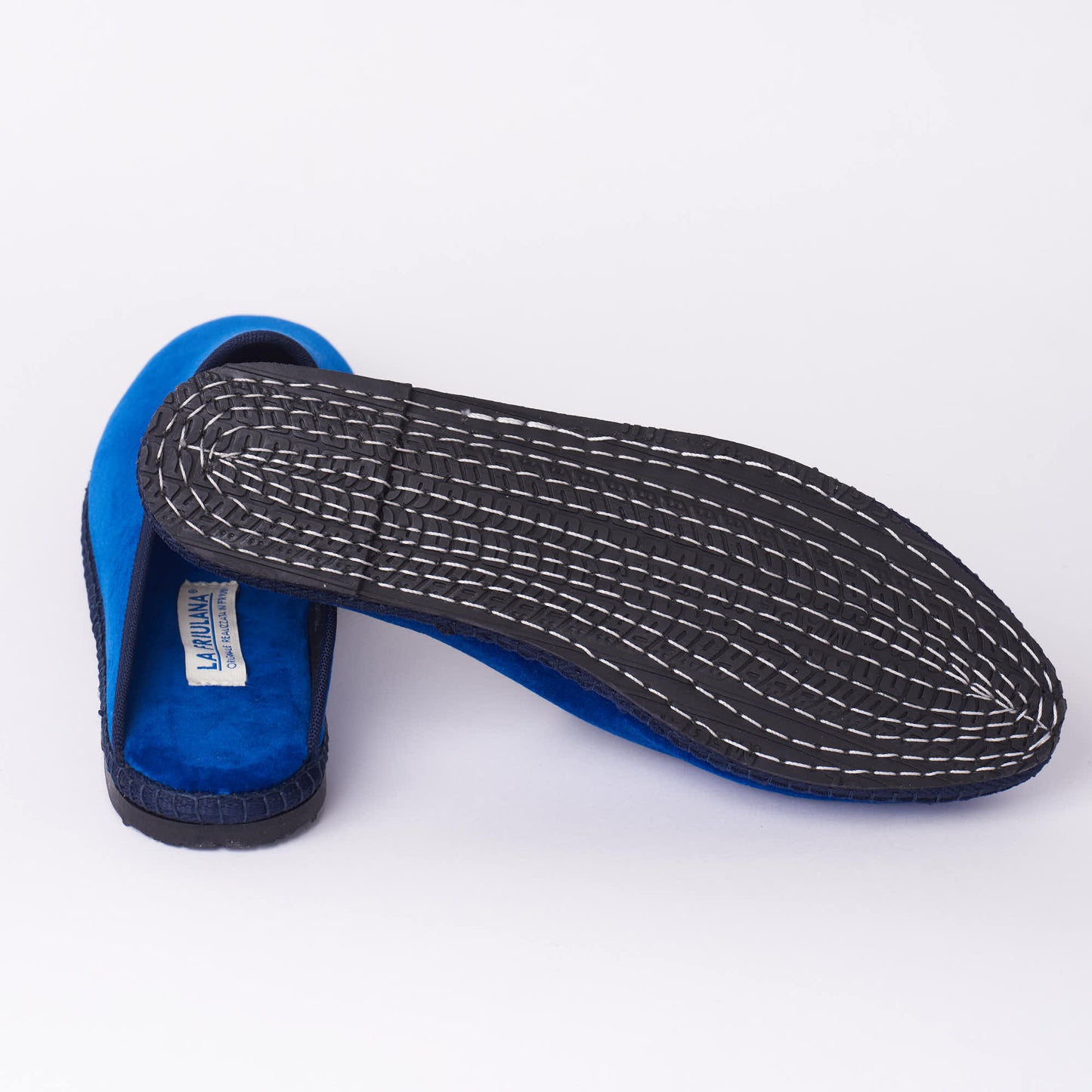 Friulane Sabot - Königsblau I Schwarzes Geflecht 