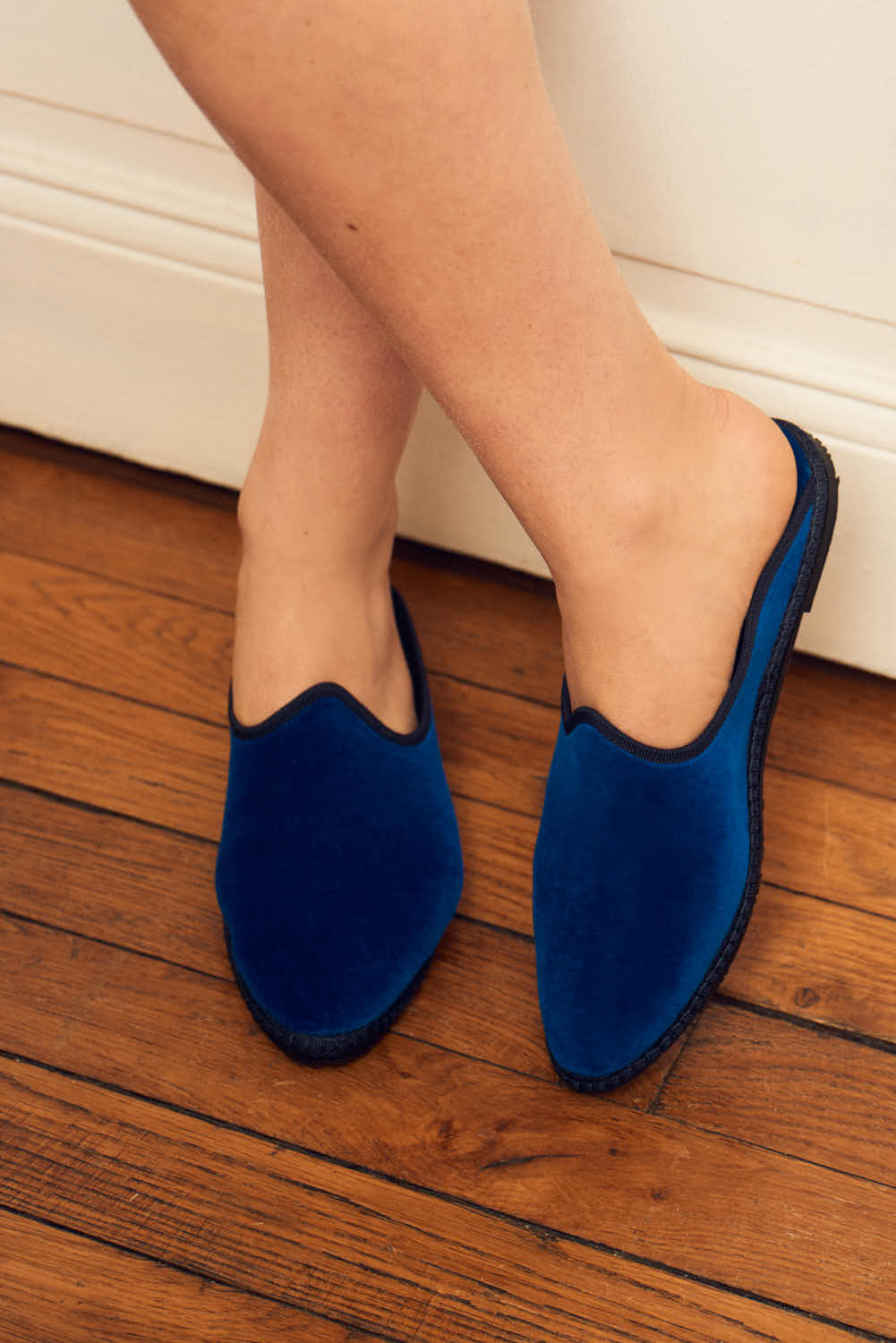 Friulane Sabot - Königsblau I Schwarzes Geflecht 